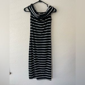 Vici black and white off the shoulder midi dress